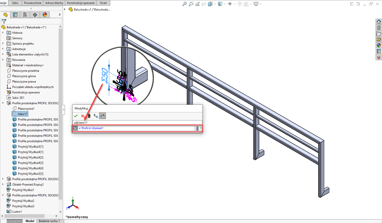 SOLIDWORKS Tutorial balustrada II 3