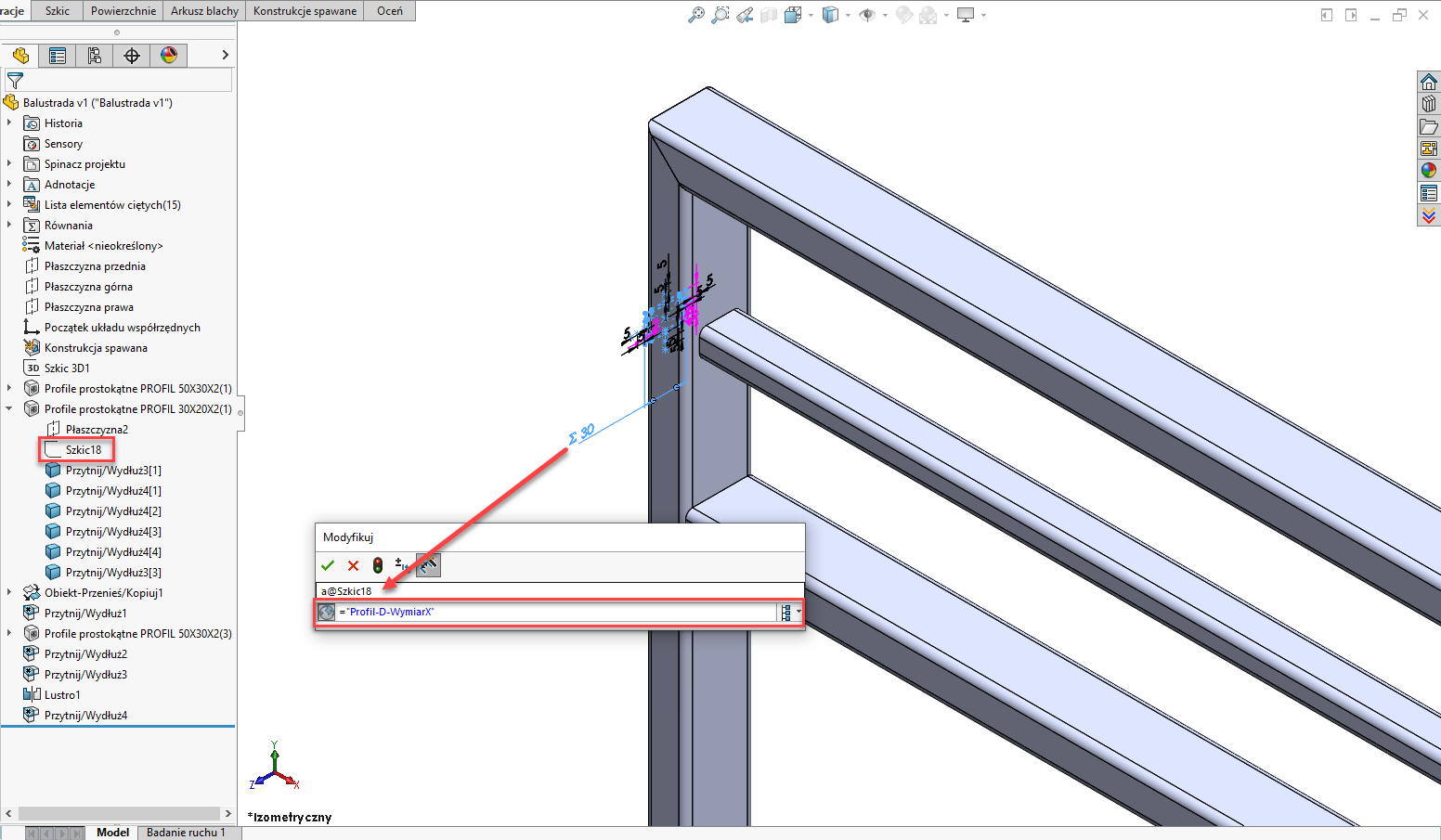 SOLIDWORKS Tutorial balustrada II 4