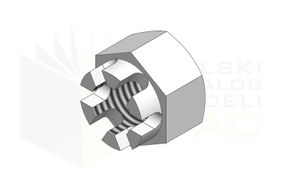 ISO 7035_Nakrętka sześciokątna koronowa - IsometricView