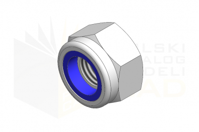 ISO 7040_Nakrętka samohamowna wysoka z wkładką poliamidową - IsometricView