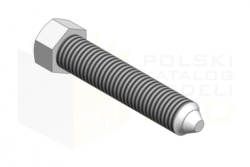 DIN 564_Śruba dociskowa z łbem sześciokątnym z czopem stożkowym - 8.8 - IsometricView