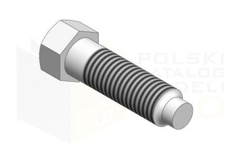 DIN 561_Śruba dociskowa z łbem sześciokątnym z czopem walcowym - 8.8 - IsometricView